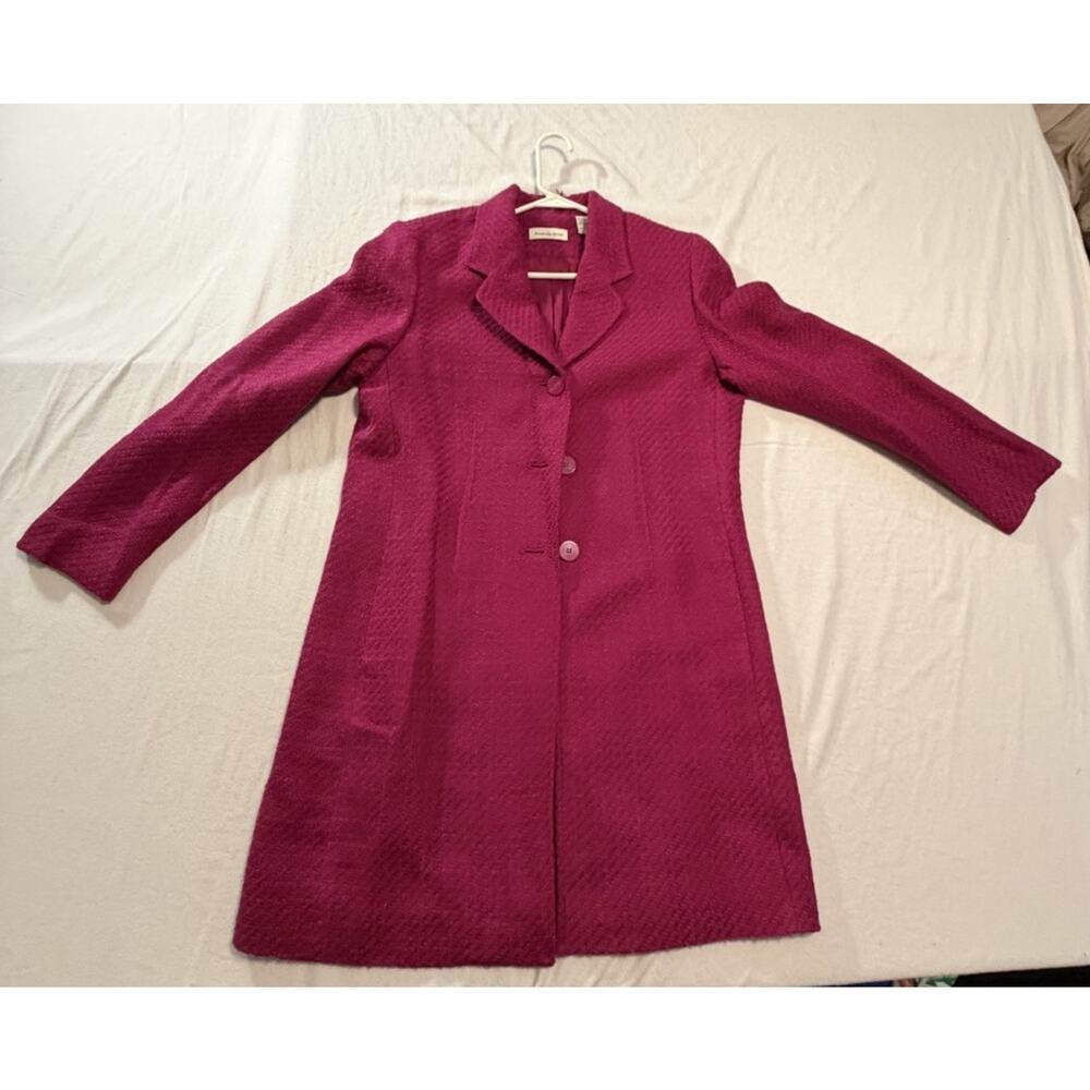 Amanda Smith Magenta Button Long Overcoat Lined Womens Size 14